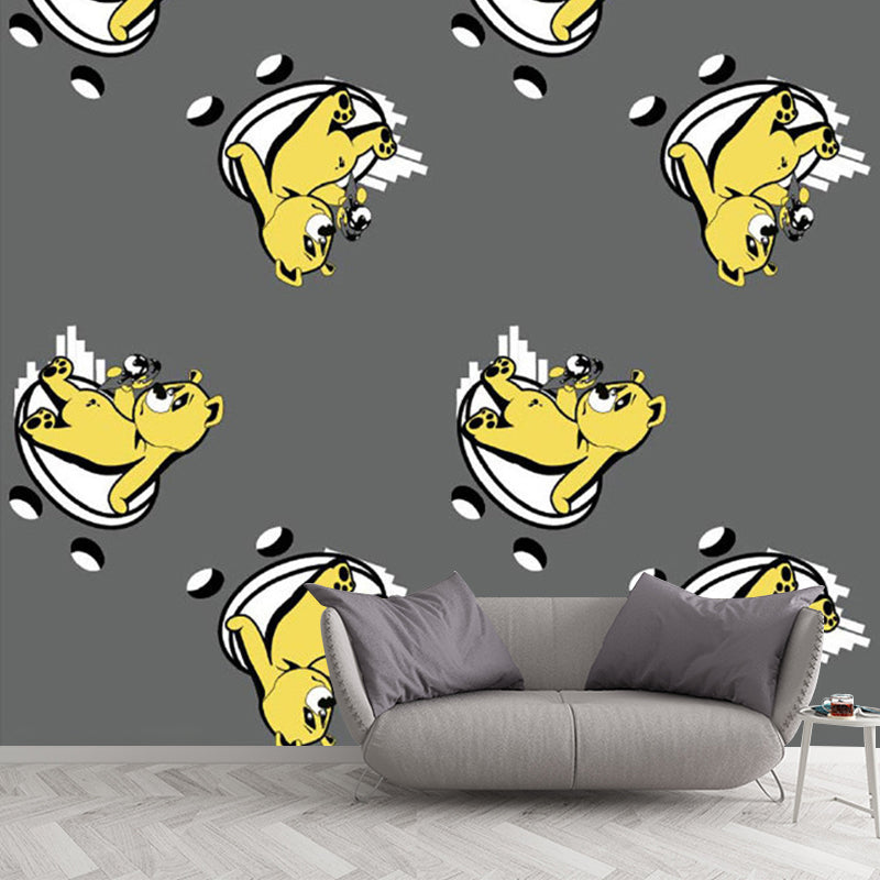 Pastel Color Bear Wall Murals Decal for Home Decor Cartoon Style Boys Bedroom Wall Art Clearhalo 'Wall Decor' 'Wall Mural' 1186511