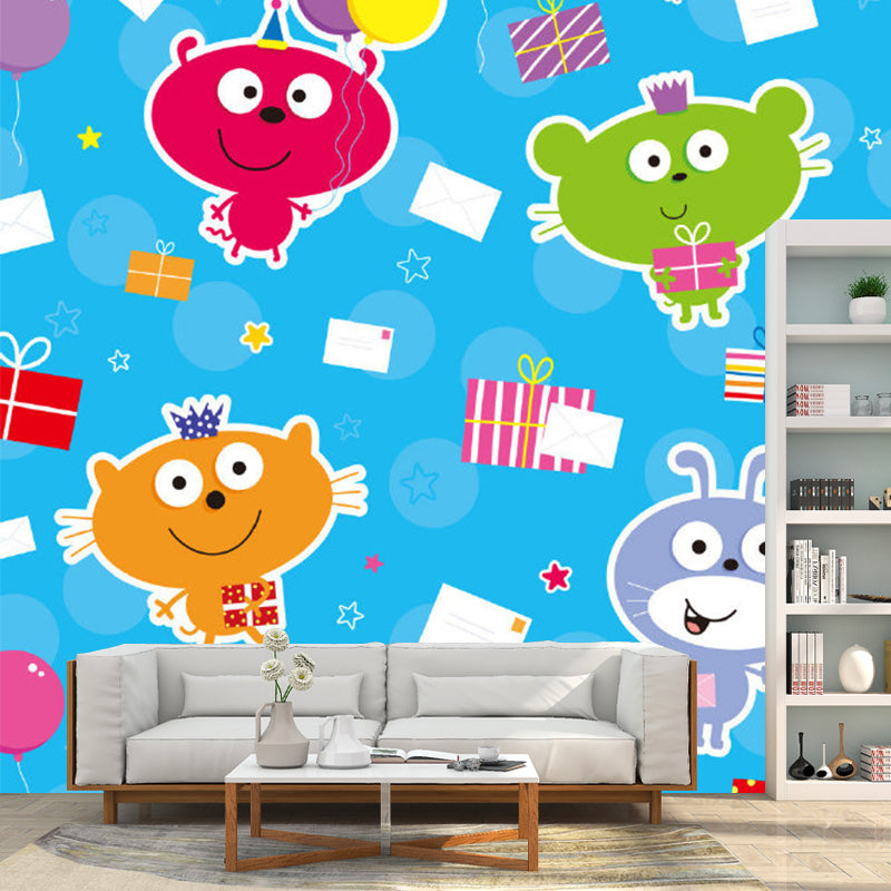 Cute Animals Murals Wallpaper for Home Decor, Multi-Color, Customize Size Available Clearhalo 'Wall Decor' 'Wall Mural' 1186555