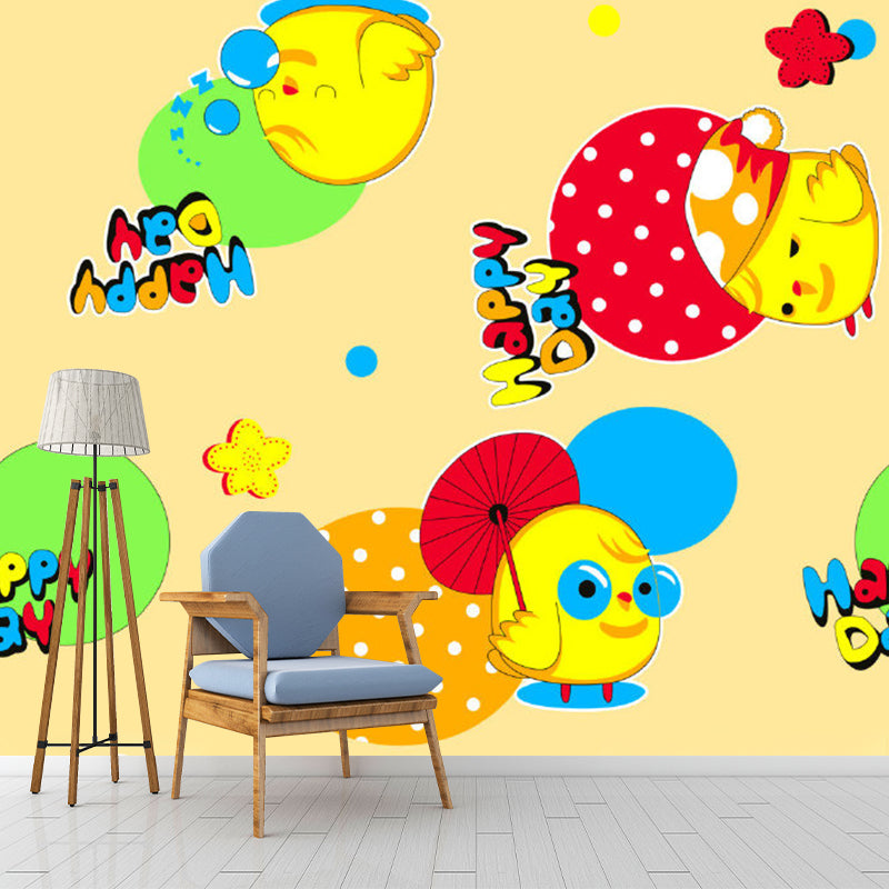 Colorful Chick Wallpaper Murals Dot Pattern Moisture Resistant Wall Covering for Kids Bedroom Clearhalo 'Wall Decor' 'Wall Mural' 1186605