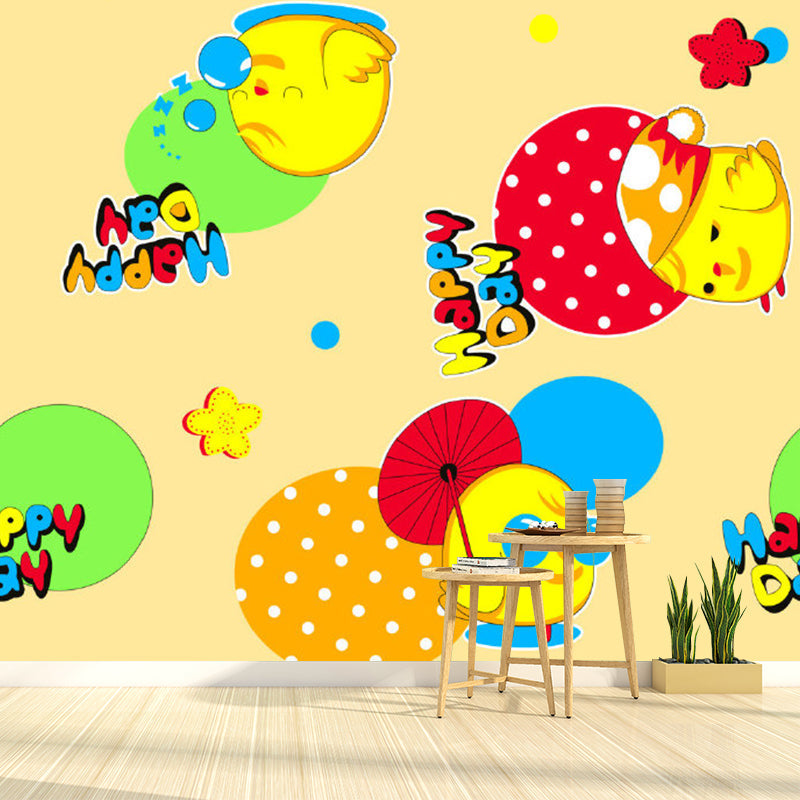 Colorful Chick Wallpaper Murals Dot Pattern Moisture Resistant Wall Covering for Kids Bedroom Clearhalo 'Wall Decor' 'Wall Mural' 1186606