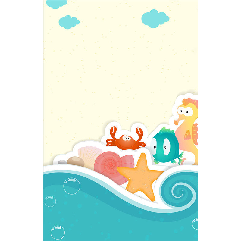 Eco-Friendly Marine Organism Murals Cartoon Style Non Woven Fabric Wall Decor, Personalised Size Clearhalo 'Wall Decor' 'Wall Mural' 1186627