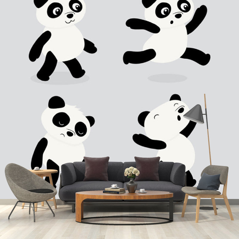 Moisture Resistant Pandas Wall Murals Decal Extra Large Cartoon Style Wall Decor for Bedroom Clearhalo 'Wall Decor' 'Wall Mural' 1186751