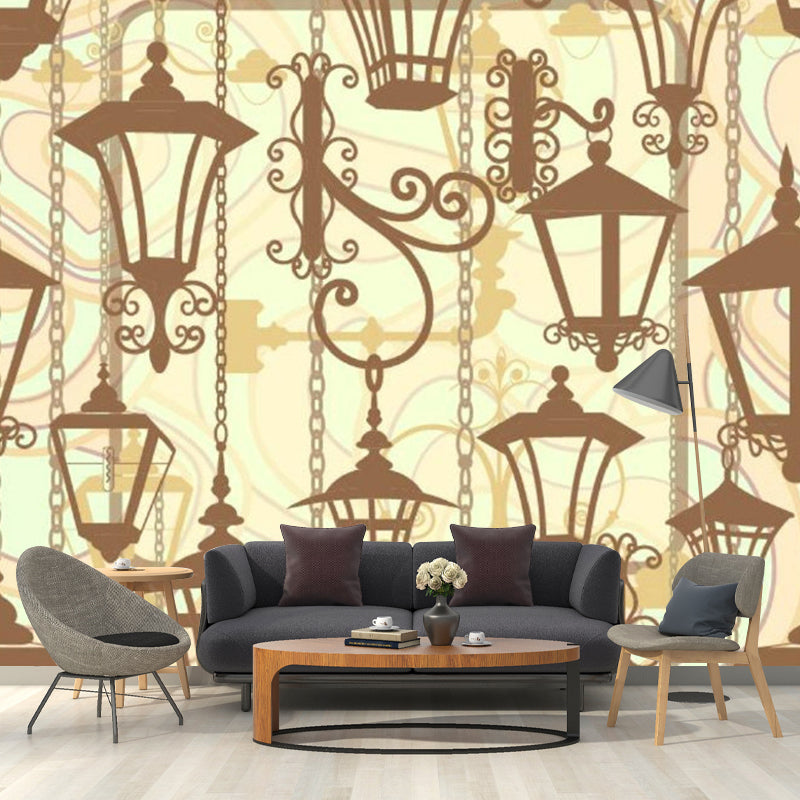 Full Size Lamps Wallpaper Murals Moisture Resistant Kids Style Living Room Wall Decor Yellow-Brown Clearhalo 'Wall Decor' 'Wall Mural' 1186808