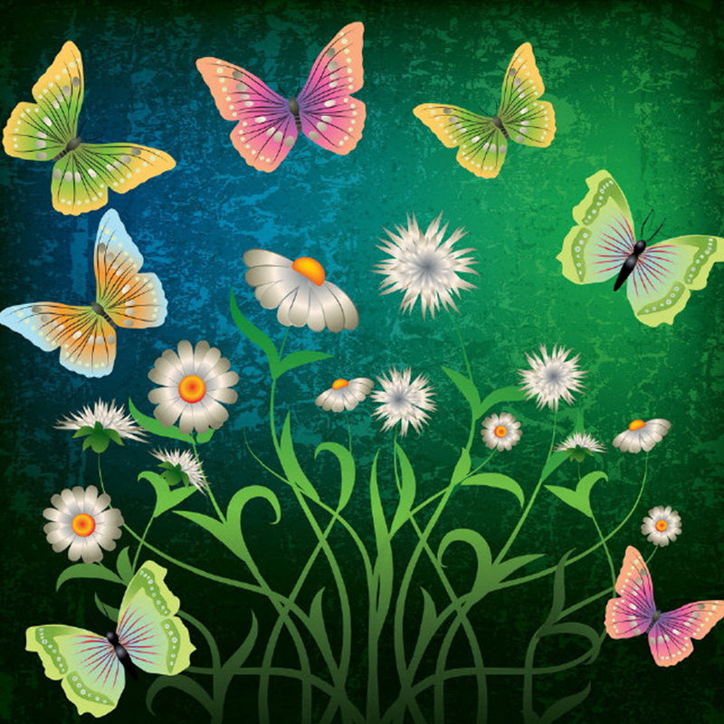 Romantic Butterfly and Flower Murals for Children Bedroom Adventure Wall Decor, Full Size Clearhalo 'Wall Decor' 'Wall Mural' 1186841