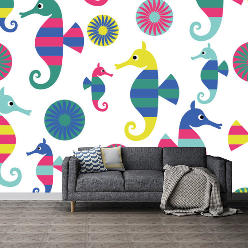 Hippocampus Wall Mural Decal Soft Color Childrens Art Wall Decor for Kids Bedroom Clearhalo 'Wall Decor' 'Wall Mural' 1186849