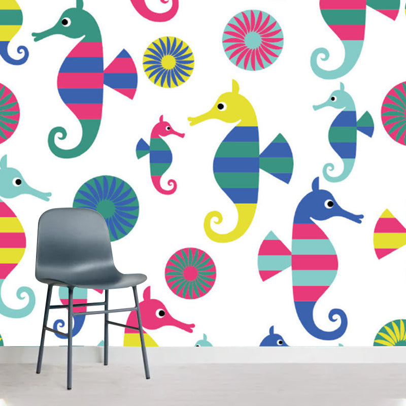 Hippocampus Wall Mural Decal Soft Color Childrens Art Wall Decor for Kids Bedroom Clearhalo 'Wall Decor' 'Wall Mural' 1186850