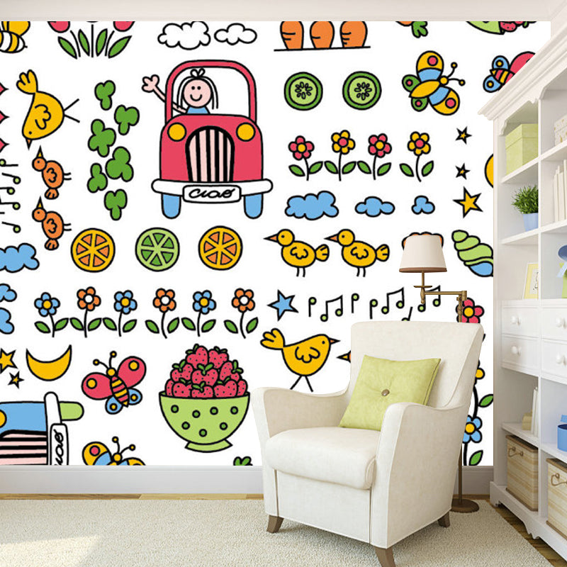 Colorful Animal and Plant Murals Stain Resistant Kids Style Bedroom Wall Covering Clearhalo 'Wall Decor' 'Wall Mural' 1186854