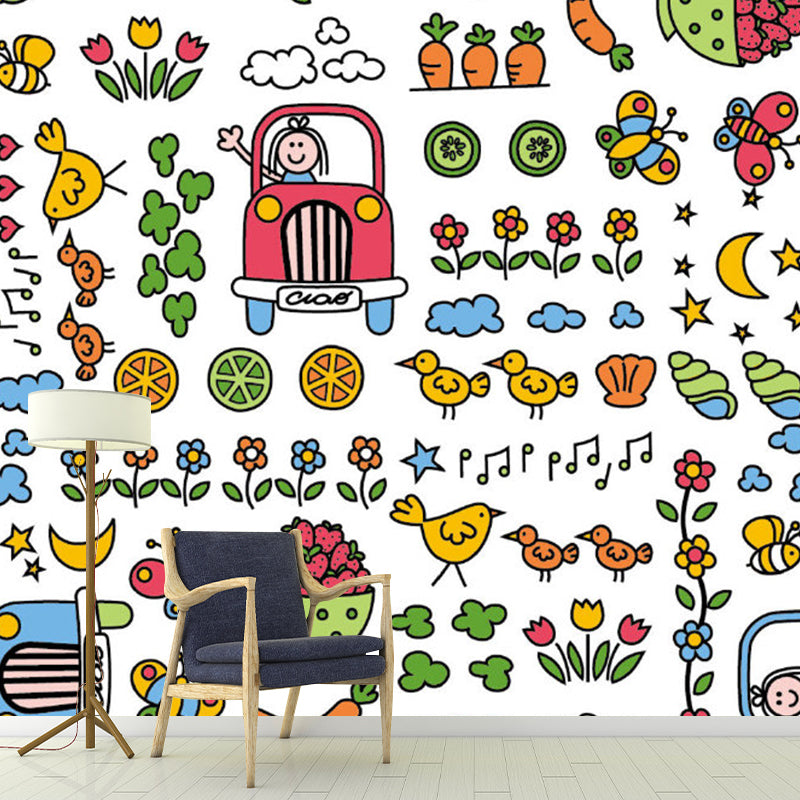 Colorful Animal and Plant Murals Stain Resistant Kids Style Bedroom Wall Covering Clearhalo 'Wall Decor' 'Wall Mural' 1186855