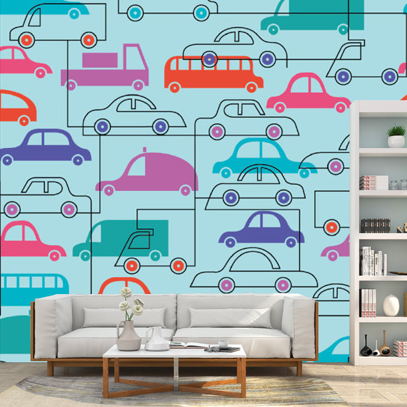 Whole Cars Murals for Wall Children Art Non-Woven Wall Decor for Home, Personalised Size Clearhalo 'Wall Decor' 'Wall Mural' 1186874
