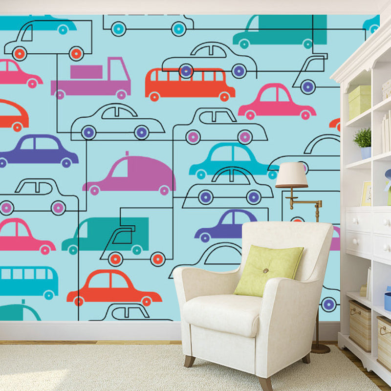 Whole Cars Murals for Wall Children Art Non-Woven Wall Decor for Home, Personalised Size Clearhalo 'Wall Decor' 'Wall Mural' 1186875
