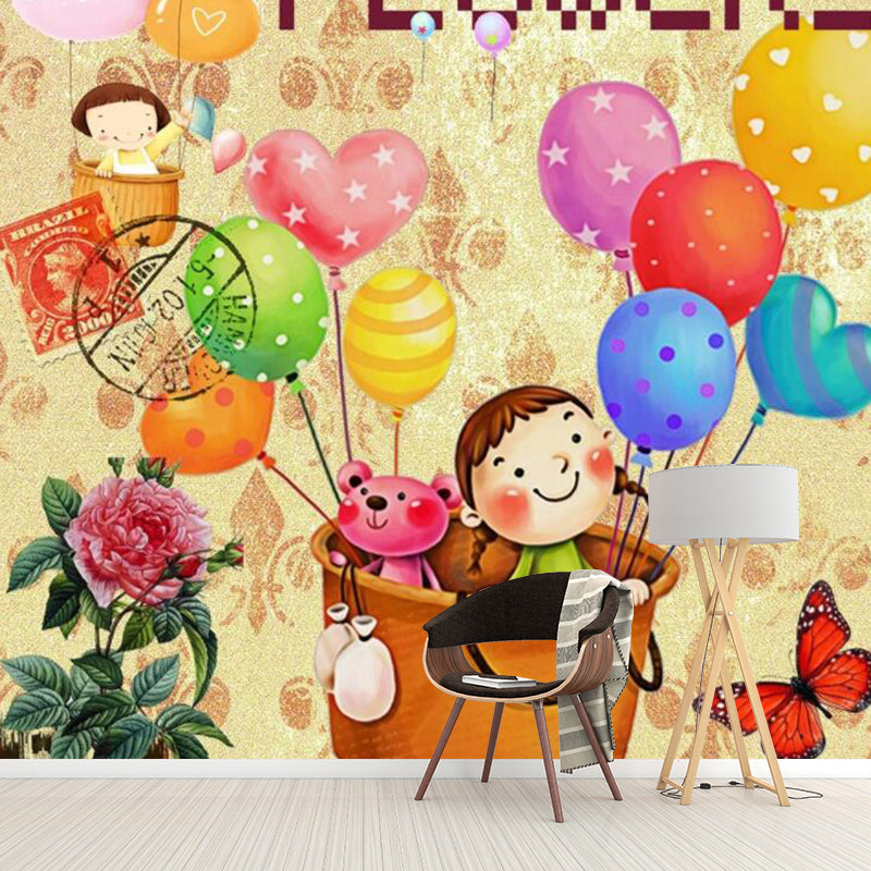 Cartoon Wall Mural Decal Moisture Resistant Bedroom Wall Covering, Customize Size Available Clearhalo 'Wall Decor' 'Wall Mural' 1186904