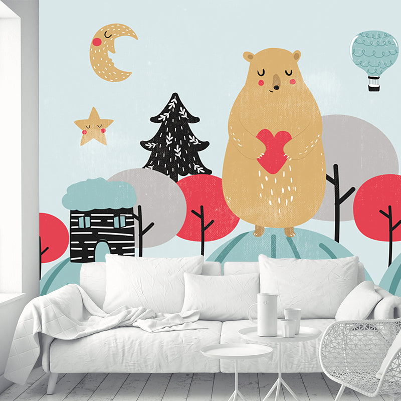 Extra Large Cartoon Wall Murals Stain Resistant Wild Animal Baby Bedroom Wall Decor Clearhalo 'Wall Decor' 'Wall Mural' 1186909