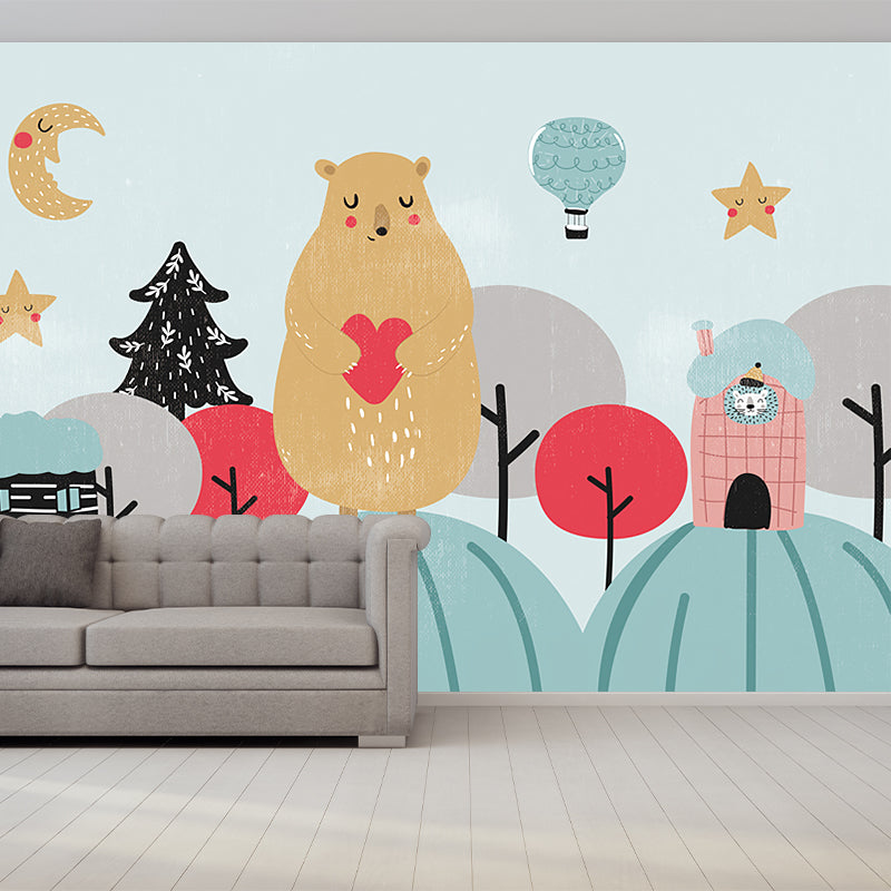 Extra Large Cartoon Wall Murals Stain Resistant Wild Animal Baby Bedroom Wall Decor Clearhalo 'Wall Decor' 'Wall Mural' 1186910