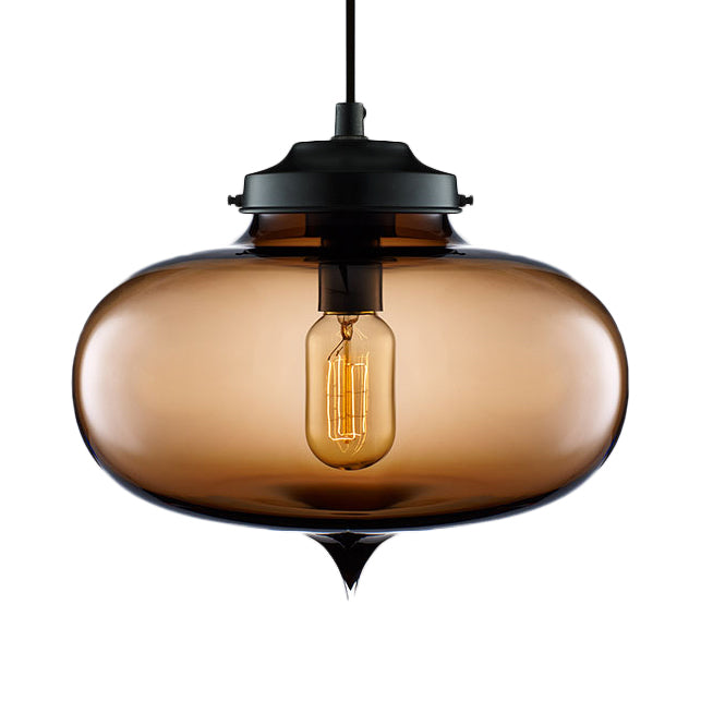 Teardrop Hanging Pendant Light Contemporary Glass 1 Light Red/Brown/Blue Hanging Ceiling Light Brown Clearhalo 'Ceiling Lights' 'Glass shade' 'Glass' 'Modern Pendants' 'Modern' 'Pendant Lights' 'Pendants' Lighting' 118778