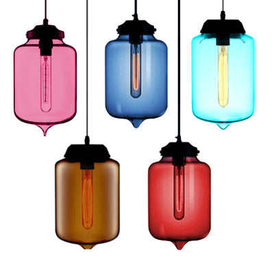 Teardrop Pendant Lighting in Modern Style Glass 1 Light Red/Brown/Blue Hanging Light Clearhalo 'Ceiling Lights' 'Glass shade' 'Glass' 'Modern Pendants' 'Modern' 'Pendant Lights' 'Pendants' Lighting' 118812