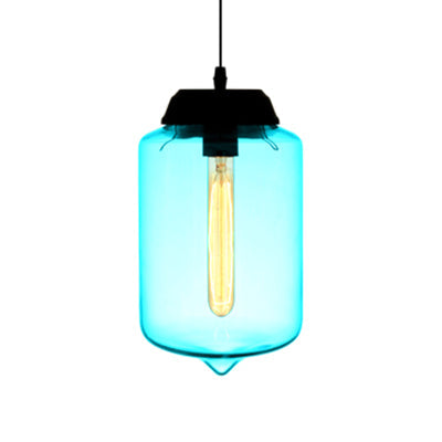 Teardrop Pendant Lighting in Modern Style Glass 1 Light Red/Brown/Blue Hanging Light Sky Blue Clearhalo 'Ceiling Lights' 'Glass shade' 'Glass' 'Modern Pendants' 'Modern' 'Pendant Lights' 'Pendants' Lighting' 118817