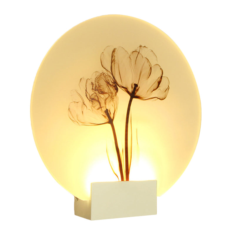 Oriental Style Circular Acrylic Wall Lighting LED Blossoms Mural Lamp in White for Corridor Clearhalo 'Wall Lamps & Sconces' 'Wall Lights' Lighting' 1192592