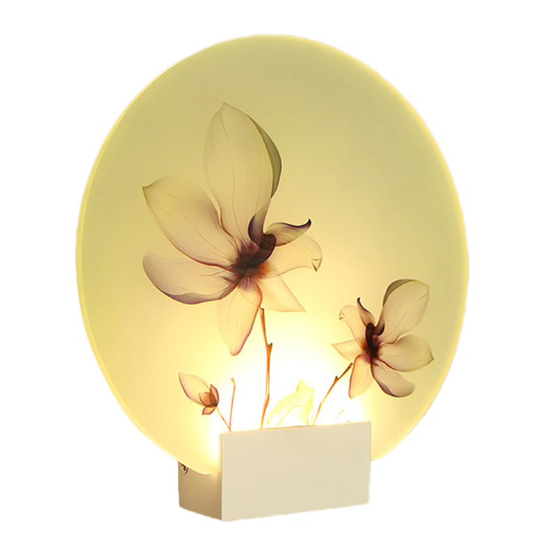 Oriental Style Circular Acrylic Wall Lighting LED Blossoms Mural Lamp in White for Corridor Clearhalo 'Wall Lamps & Sconces' 'Wall Lights' Lighting' 1192597