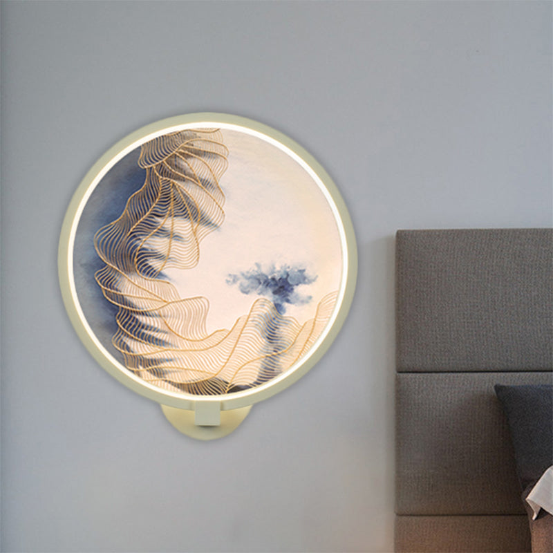 Rounded Acrylic Mountain Wall Lighting Chinese LED White Wall Mural Lamp for Living Room Clearhalo 'Wall Lamps & Sconces' 'Wall Lights' Lighting' 1192781