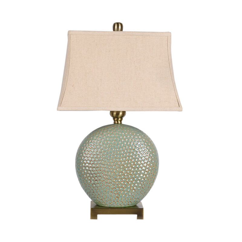 Flared Shaped Desk Light Vintage Style 1 Light Fabric Nightstand Lamp in Green for Bedside Clearhalo 'Lamps' 'Table Lamps' Lighting' 1193643