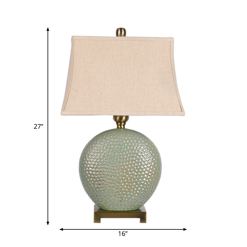 Flared Shaped Desk Light Vintage Style 1 Light Fabric Nightstand Lamp in Green for Bedside Clearhalo 'Lamps' 'Table Lamps' Lighting' 1193644