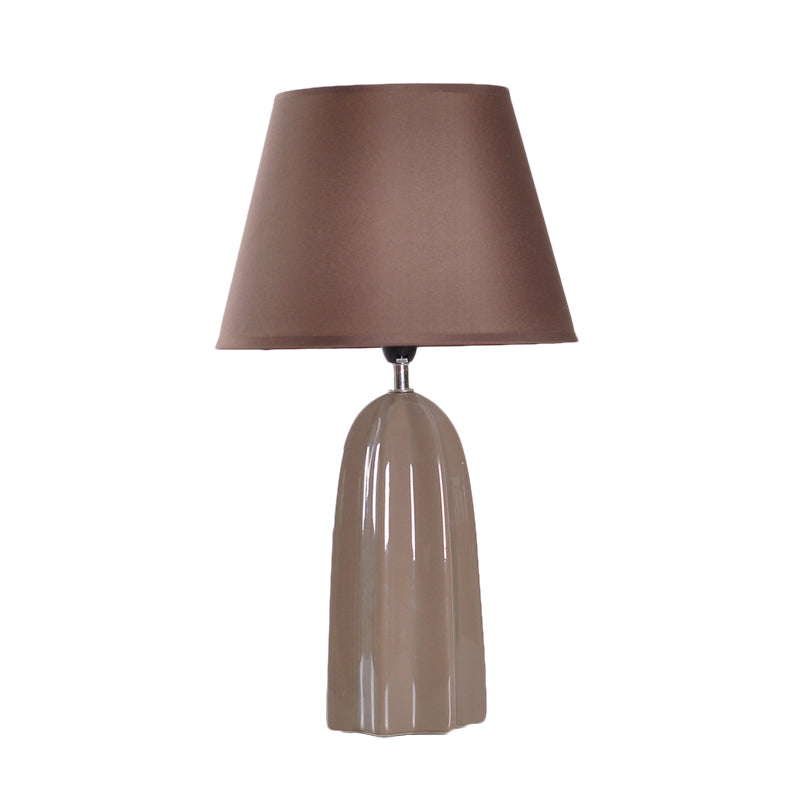 Beige/Brown 1 Head Table Lamp Traditional Style Fabric Conical Shade Table Light for Study Room Clearhalo 'Lamps' 'Table Lamps' Lighting' 1193647