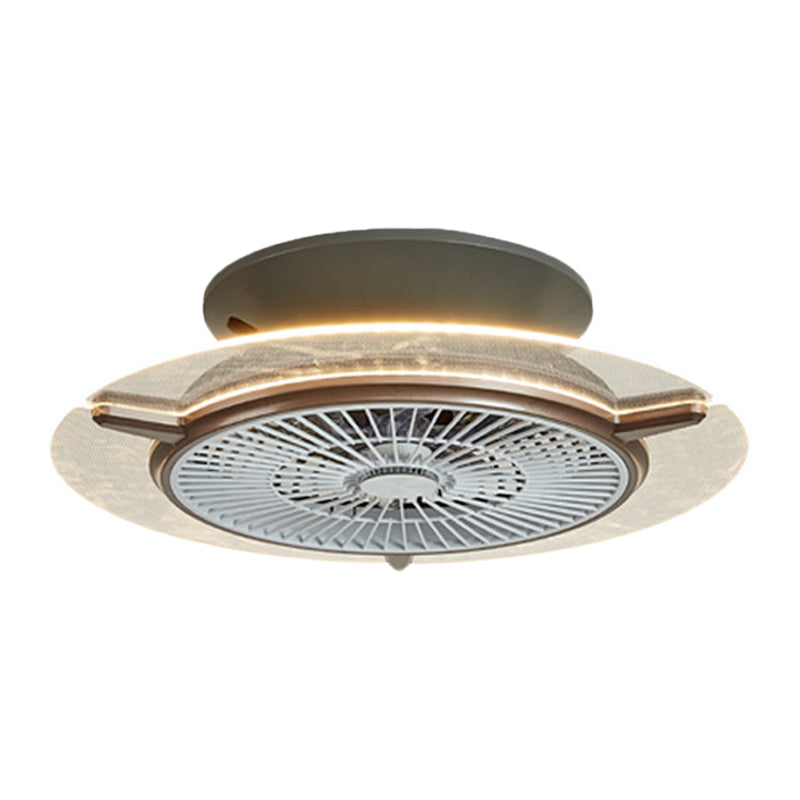 Round Acrylic Hanging Fan Light Modernism Gold/Silver Finish LED Flushmount Lamp, 22