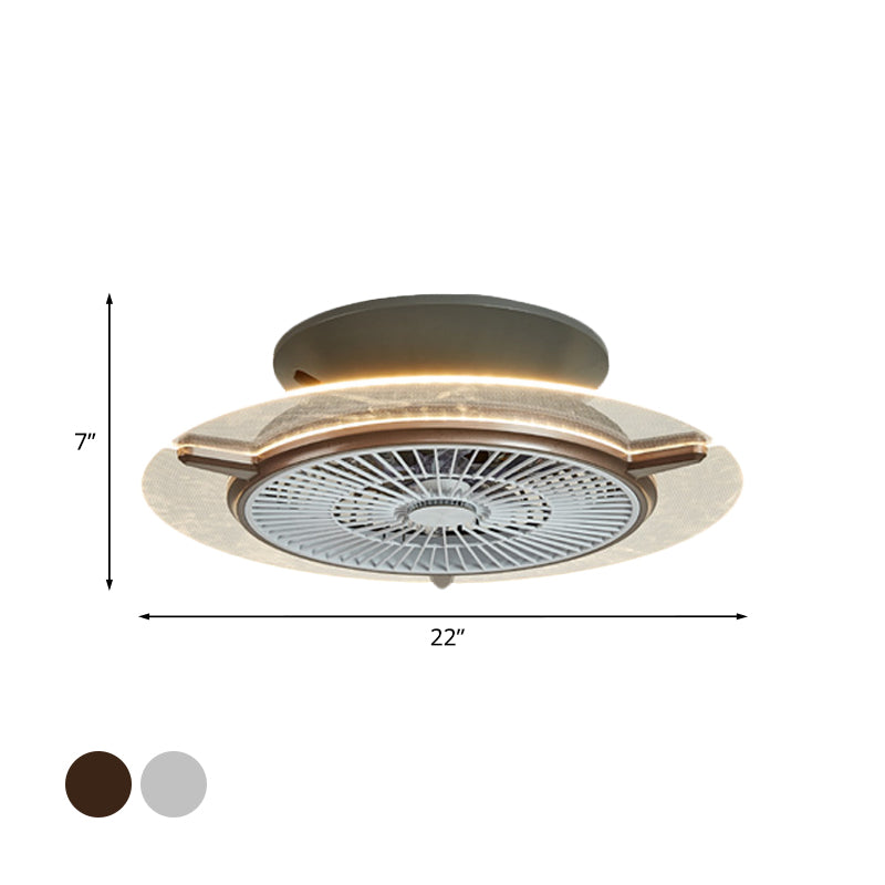 Round Acrylic Hanging Fan Light Modernism Gold/Silver Finish LED Flushmount Lamp, 22