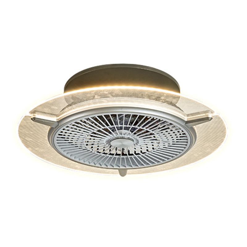 Round Acrylic Hanging Fan Light Modernism Gold/Silver Finish LED Flushmount Lamp, 22