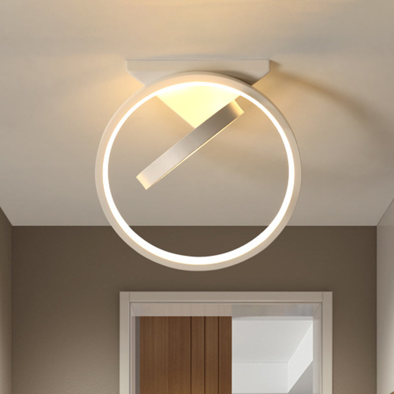 White/Black Dual Ring Flushmount Simplicity LED Metal Flush Ceiling Light in White/Warm Light for Hallway White Clearhalo 'Ceiling Lights' 'Close To Ceiling Lights' 'Close to ceiling' 'Flush mount' Lighting' 1193928