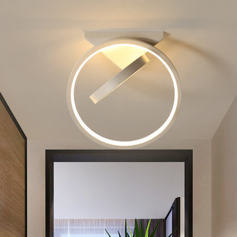 White/Black Dual Ring Flushmount Simplicity LED Metal Flush Ceiling Light in White/Warm Light for Hallway Clearhalo 'Ceiling Lights' 'Close To Ceiling Lights' 'Close to ceiling' 'Flush mount' Lighting' 1193929