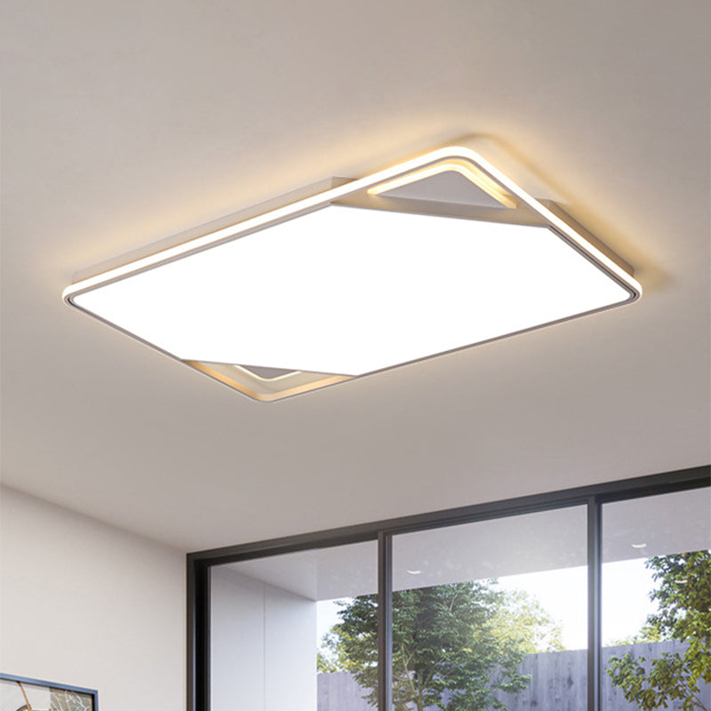 White Rectangular Flushmount Simplicity LED Metal Ceiling Mounted Light, White/Warm Light White Clearhalo 'Ceiling Lights' 'Close To Ceiling Lights' 'Close to ceiling' 'Flush mount' Lighting' 1194039