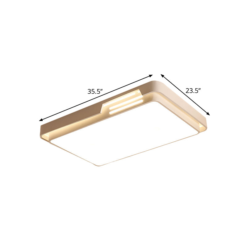 White Finish Rectangle Flush Lighting Minimal LED Metal Flush Mounted Lamp in White/Warm Light Clearhalo 'Ceiling Lights' 'Close To Ceiling Lights' 'Close to ceiling' 'Flush mount' Lighting' 1194070