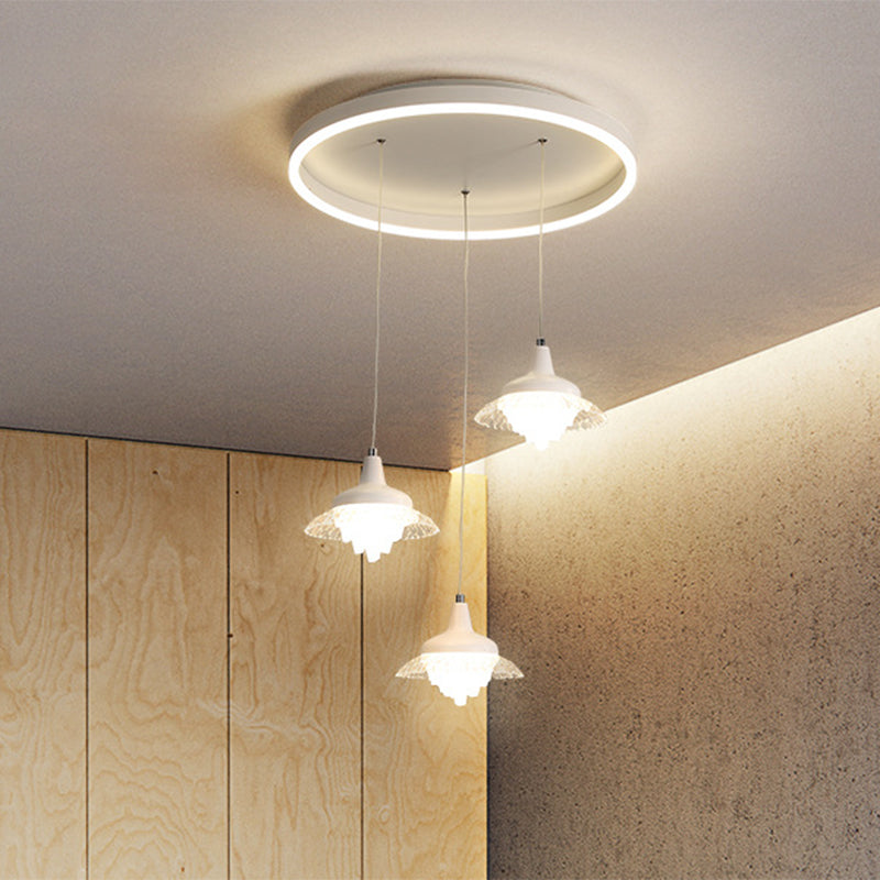 White Urn Shape Multi-Pendant Modernism 3 Lights Acrylic LED Ceiling Hang Fixture, White/Warm Light White Clearhalo 'Ceiling Lights' 'Modern Pendants' 'Modern' 'Pendant Lights' 'Pendants' Lighting' 1194100