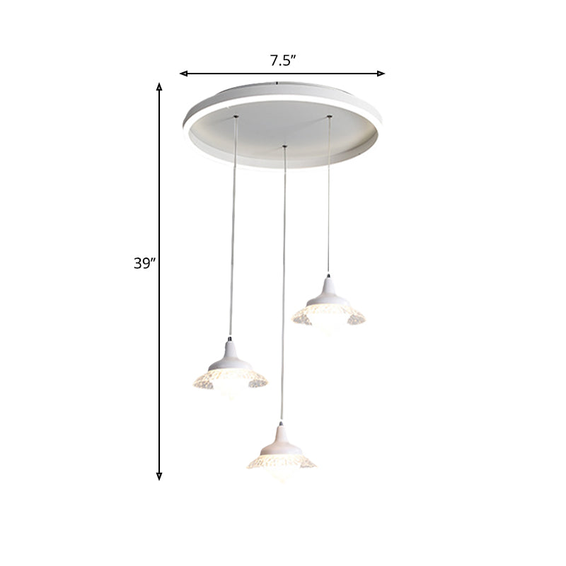 White Urn Shape Multi-Pendant Modernism 3 Lights Acrylic LED Ceiling Hang Fixture, White/Warm Light Clearhalo 'Ceiling Lights' 'Modern Pendants' 'Modern' 'Pendant Lights' 'Pendants' Lighting' 1194103