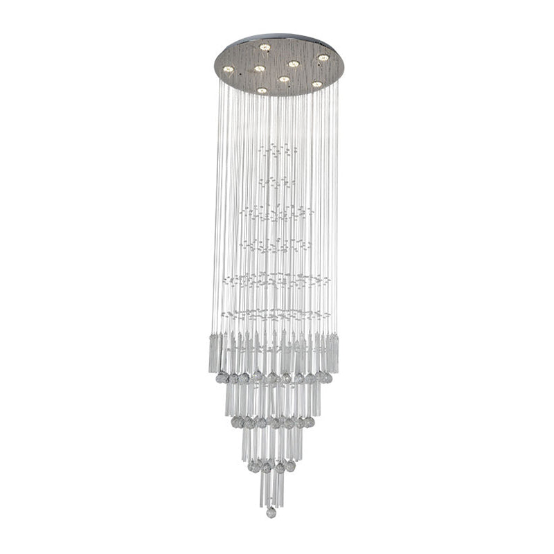 Tapered Tiers LED Drop Pendant Modernist Chrome Crystal Pendulum Light for Living Room Clearhalo 'Ceiling Lights' 'Modern Pendants' 'Modern' 'Pendant Lights' 'Pendants' Lighting' 1194218