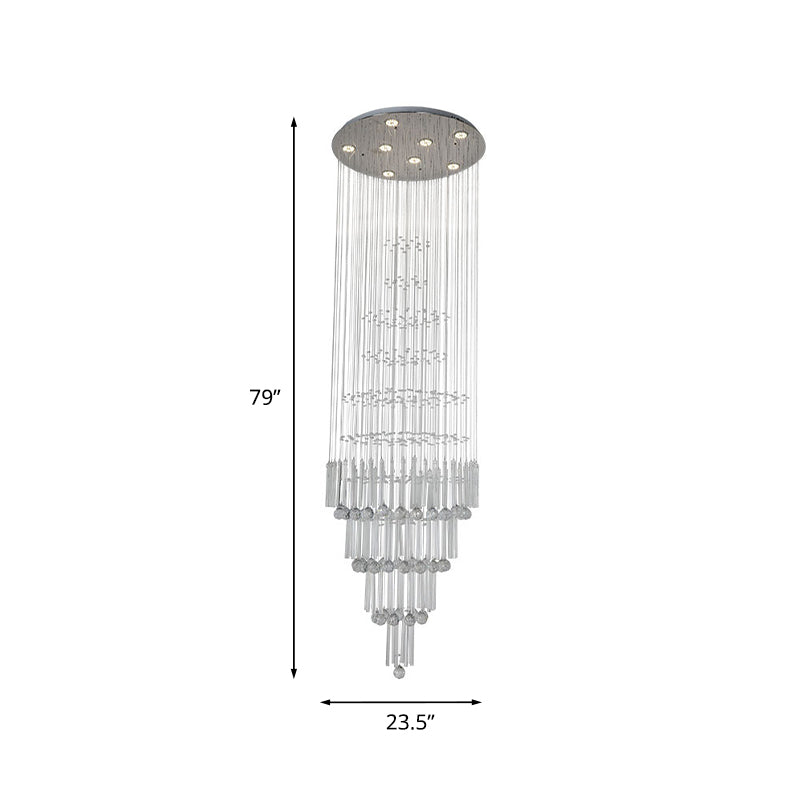 Tapered Tiers LED Drop Pendant Modernist Chrome Crystal Pendulum Light for Living Room Clearhalo 'Ceiling Lights' 'Modern Pendants' 'Modern' 'Pendant Lights' 'Pendants' Lighting' 1194219