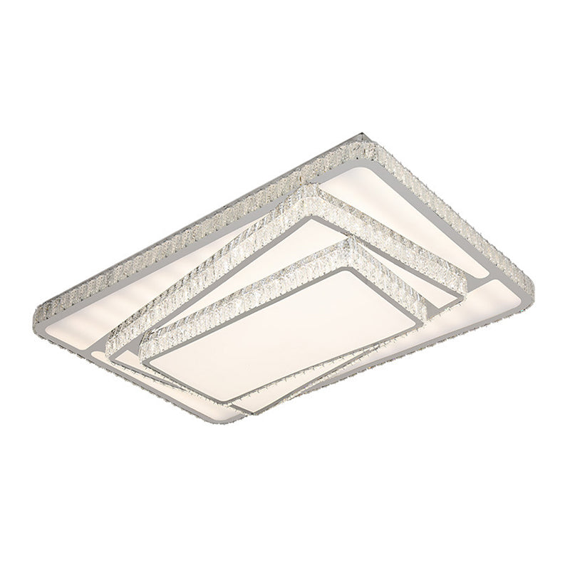 LED Flush Ceiling Light Contemporary Stacked Crystal Rectangles Flushmount Lighting in White Clearhalo 'Ceiling Lights' 'Close To Ceiling Lights' 'Close to ceiling' 'Flush mount' Lighting' 1194242