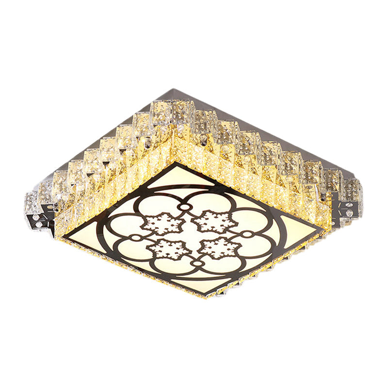 Square Bedroom Flushmount Lighting Simple Cut Crystal Clear LED Ceiling Flush Light Clearhalo 'Ceiling Lights' 'Close To Ceiling Lights' 'Close to ceiling' 'Flush mount' Lighting' 1194262