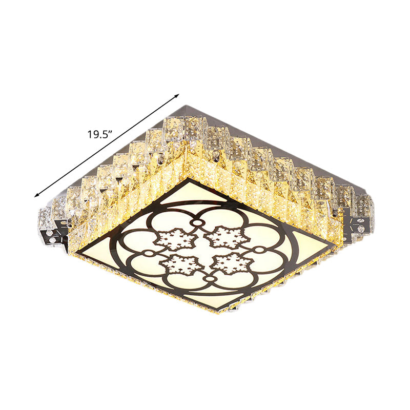 Square Bedroom Flushmount Lighting Simple Cut Crystal Clear LED Ceiling Flush Light Clearhalo 'Ceiling Lights' 'Close To Ceiling Lights' 'Close to ceiling' 'Flush mount' Lighting' 1194263