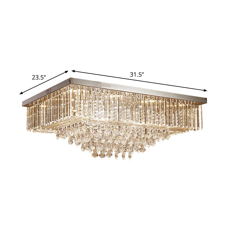 Crystal Clear Flush Mount Lamp Rectangle Tapered Contemporary LED Ceiling Mounted Light Clearhalo 'Ceiling Lights' 'Close To Ceiling Lights' 'Close to ceiling' 'Flush mount' Lighting' 1194275