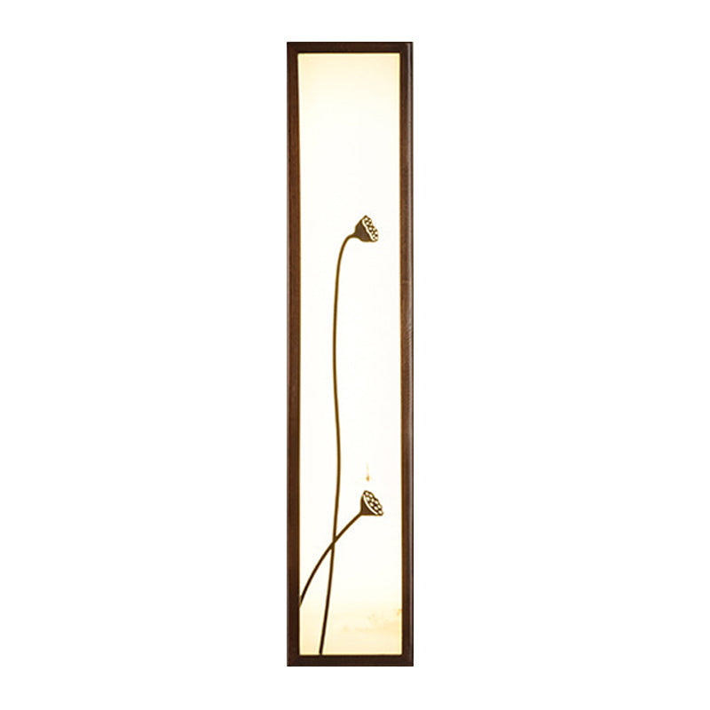 Chinese Style LED Wall Mural Lamp Acrylic Brown Rectangle Shaped Wall Mounted Light with Lotus/Leaf Pattern Clearhalo 'Wall Lamps & Sconces' 'Wall Lights' Lighting' 1194445