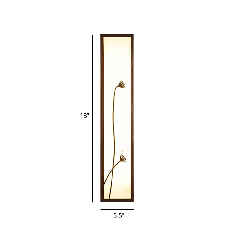 Chinese Style LED Wall Mural Lamp Acrylic Brown Rectangle Shaped Wall Mounted Light with Lotus/Leaf Pattern Clearhalo 'Wall Lamps & Sconces' 'Wall Lights' Lighting' 1194446