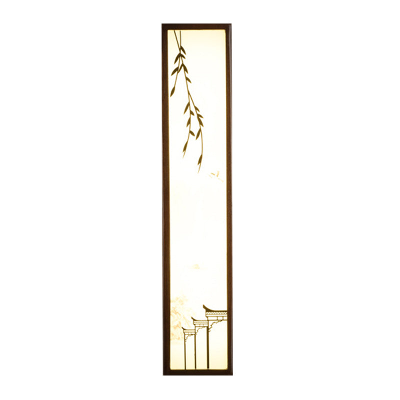 Chinese Style LED Wall Mural Lamp Acrylic Brown Rectangle Shaped Wall Mounted Light with Lotus/Leaf Pattern Clearhalo 'Wall Lamps & Sconces' 'Wall Lights' Lighting' 1194450