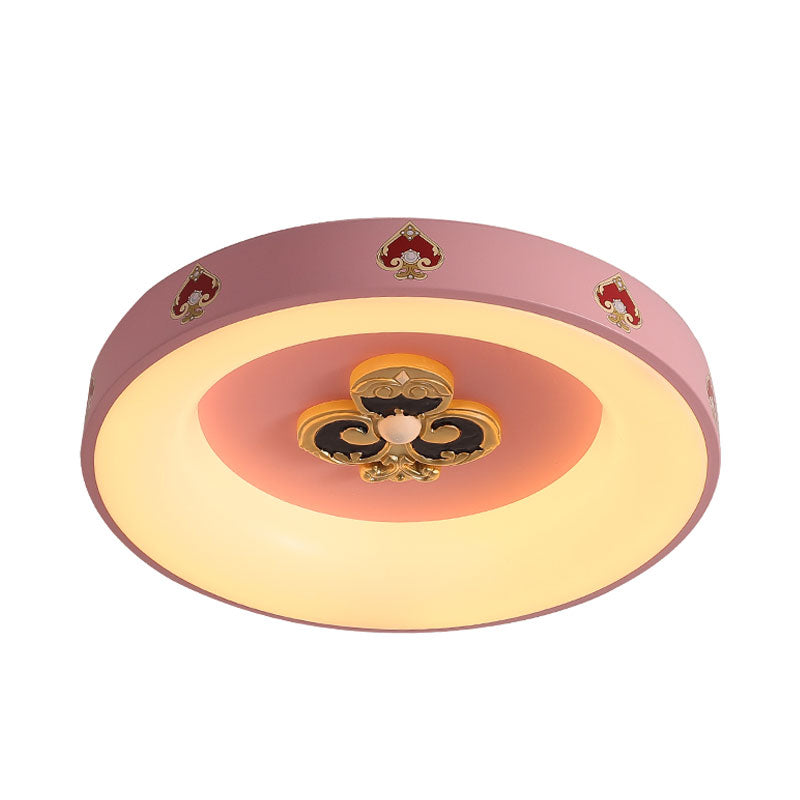 Circular Flushmount Lighting Kids Metallic LED Pink Flush Ceiling Lamp for Girls Bedroom Clearhalo 'Ceiling Lights' 'Close To Ceiling Lights' 'Close to ceiling' 'Flush mount' Lighting' 1194607