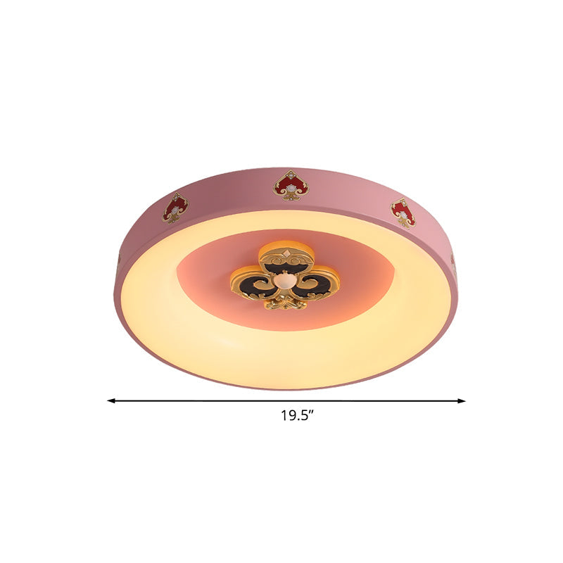 Circular Flushmount Lighting Kids Metallic LED Pink Flush Ceiling Lamp for Girls Bedroom Clearhalo 'Ceiling Lights' 'Close To Ceiling Lights' 'Close to ceiling' 'Flush mount' Lighting' 1194608