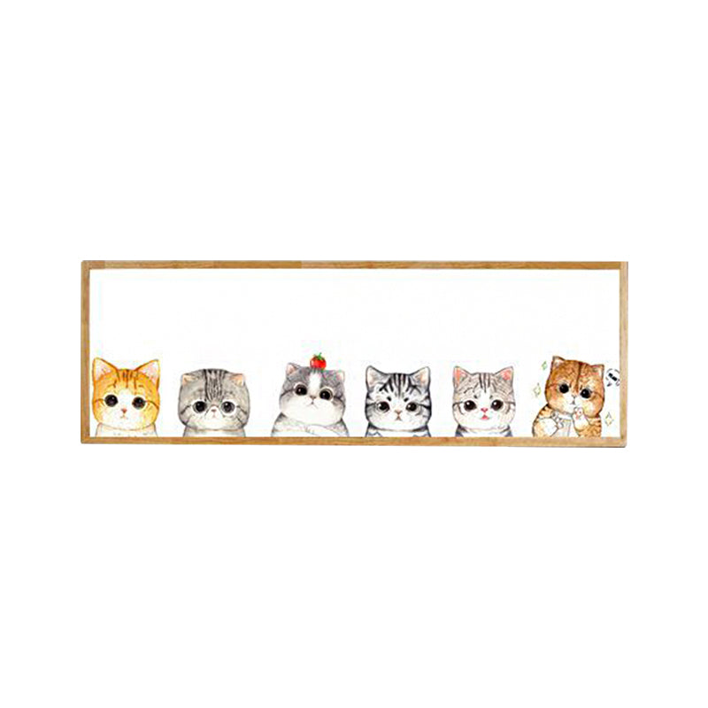 Rectangle Metallic Cute Cat Mural Light Minimal Style LED Wood Wall Mounted Light Fixture Clearhalo 'Wall Lamps & Sconces' 'Wall Lights' Lighting' 1194947