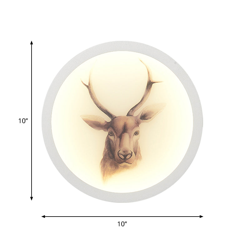 Contemporary Style LED Elk Deer Mural Light Acrylic White Circular Wall Mounted Lighting Clearhalo 'Wall Lamps & Sconces' 'Wall Lights' Lighting' 1194981