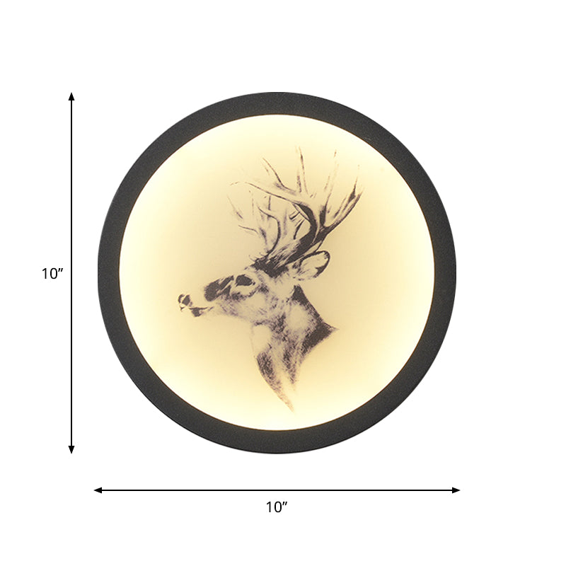 Contemporary Style LED Elk Deer Mural Light Acrylic White Circular Wall Mounted Lighting Clearhalo 'Wall Lamps & Sconces' 'Wall Lights' Lighting' 1194986