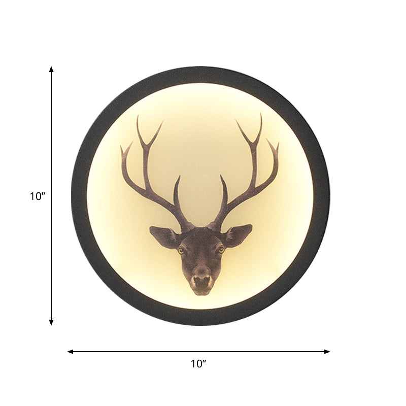 Contemporary Style LED Elk Deer Mural Light Acrylic White Circular Wall Mounted Lighting Clearhalo 'Wall Lamps & Sconces' 'Wall Lights' Lighting' 1194991